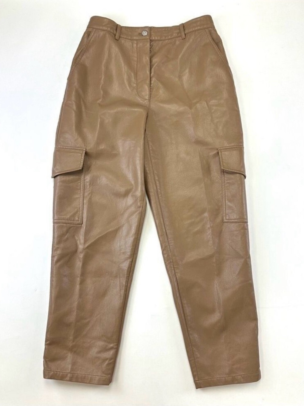Aritzia Wilfred Modern Cargo vegan leather pants Size 10 constant caramel tan
